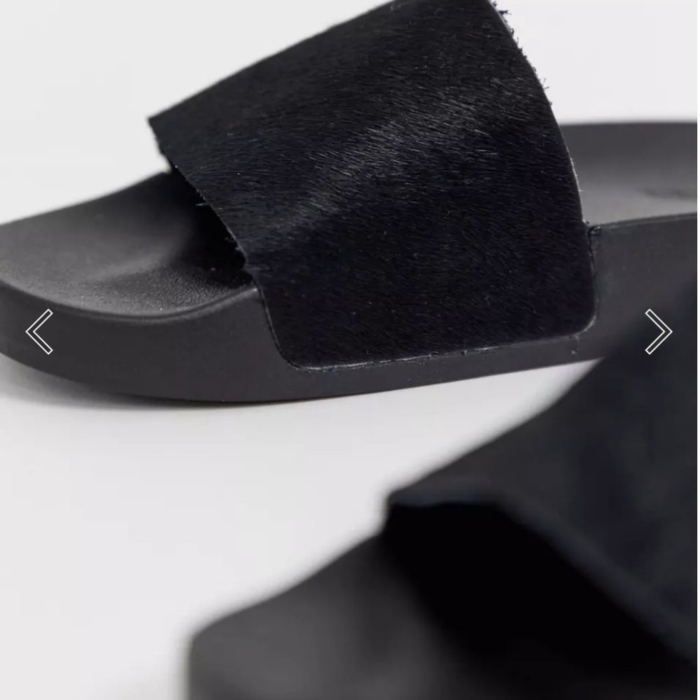 ASOS DESIGN Fizzer Leather Sliders/Slides/Sandals/Slippers - Picture 3 of 6